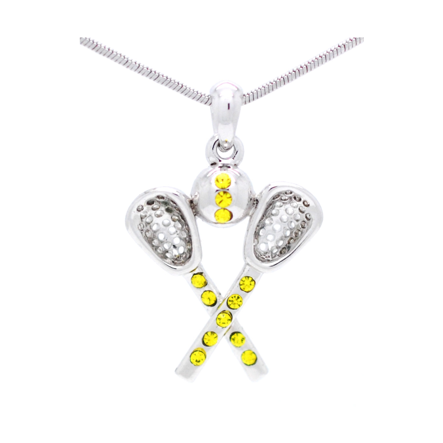 Lacrosse Rhinestone Necklace- Large Pendant